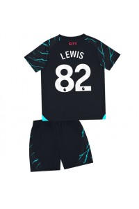 Manchester City Rico Lewis #82 Jalkapallovaatteet Lasten Kolmas peliasu 2023-24 Lyhythihainen (+ Lyhyet housut)